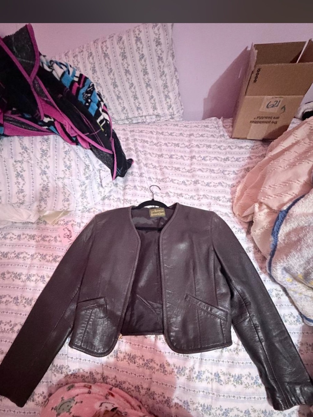 Amazon Women's Dark Brown Leather Cropped Jacket